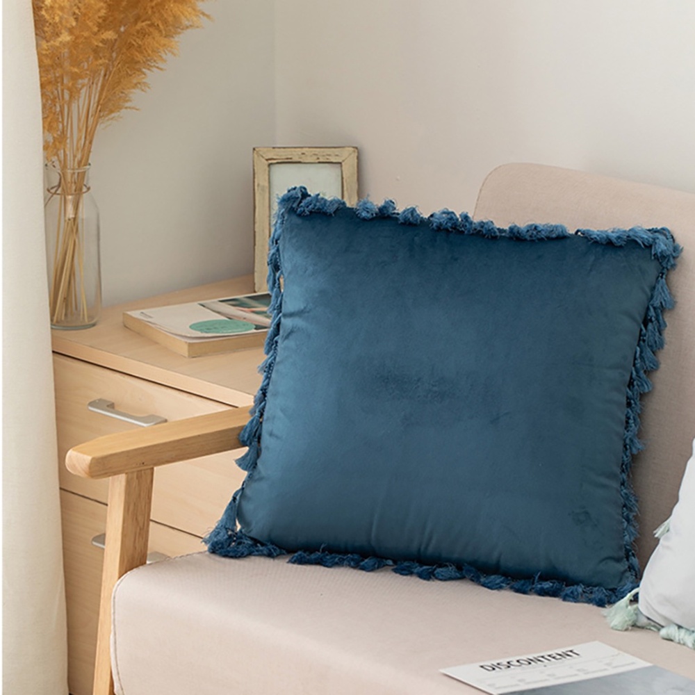 Premium Soft Velvet Decorative 18x18 Pillowcase with Tassels